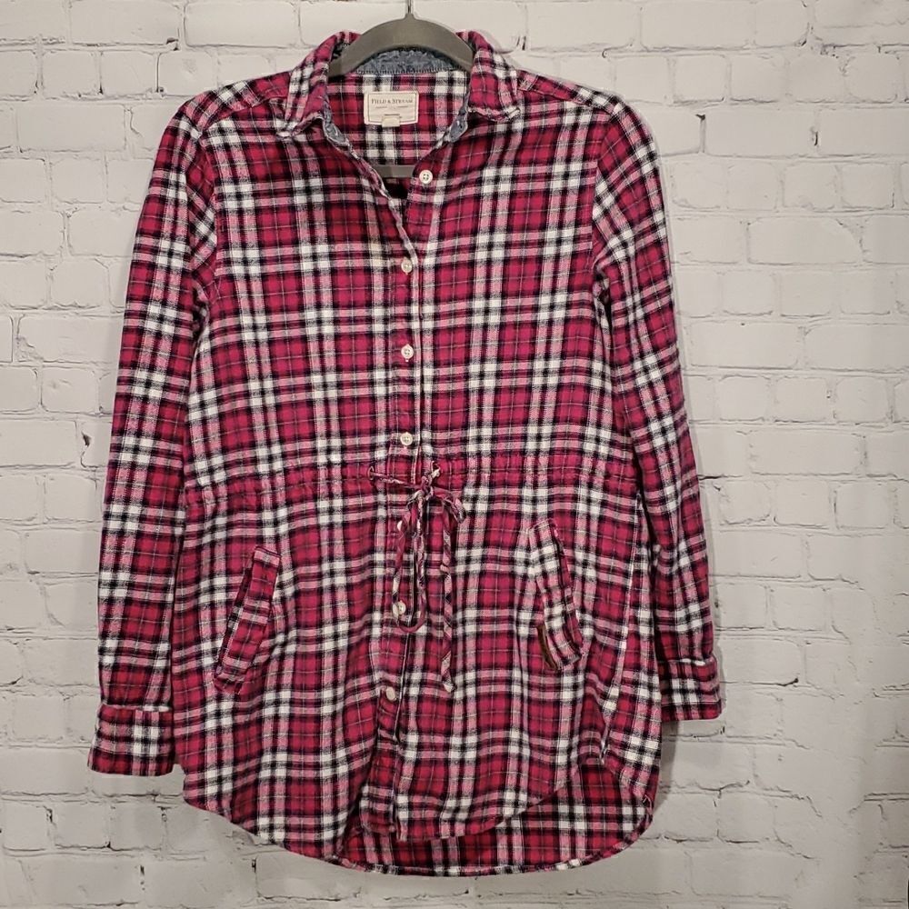Field & Stream pink blue and white plaid flannel